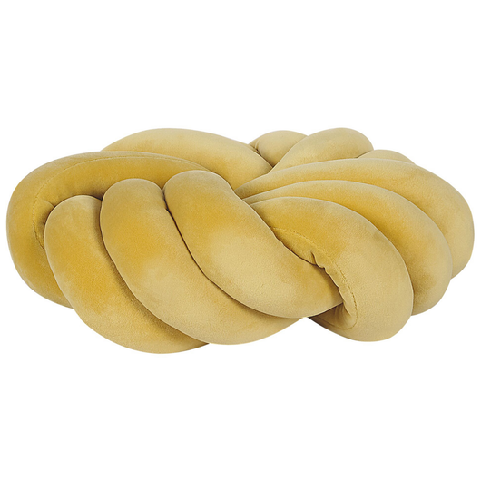Cuscino Nodo Velluto Giallo 30 x 30 cm Legato Peluche Decorativo Moderno