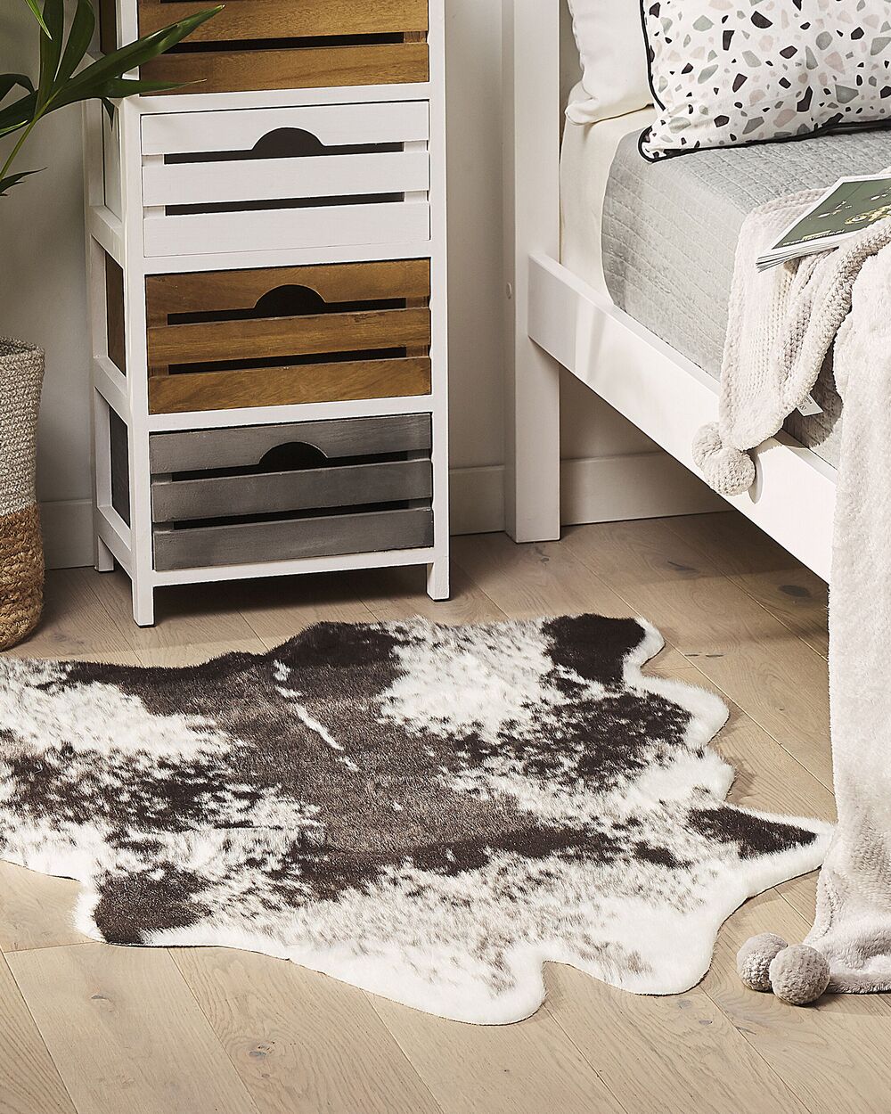 Tappeto in finta pelle di vacchetta nera in finta pelliccia 60 x 90 cm soggiorno camera da letto contemporaneo