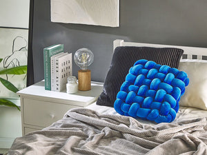 Cuscino Nodo Velluto Blu 30 x 30 cm Legato Peluche Quadrato Decorativo Moderno