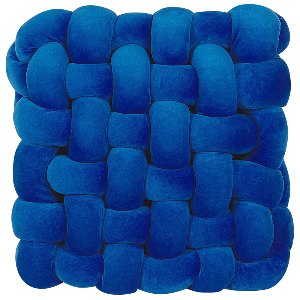 Cuscino Nodo Velluto Blu 30 x 30 cm Legato Peluche Quadrato Decorativo Moderno