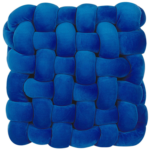 Cuscino Nodo Velluto Blu 30 x 30 cm Legato Peluche Quadrato Decorativo Moderno