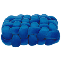 Cuscino Nodo Velluto Blu 30 x 30 cm Legato Peluche Quadrato Decorativo Moderno