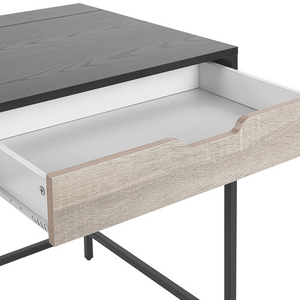 Scrivania da casa Piano in legno Nero Base in metallo 2 cassetti Legno chiaro 120 x 60 cm Design minimalista