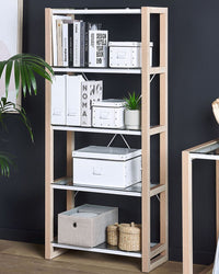 Libreria Scaffale in vetro legno bianco e legno chiaro Scaffale autoportante Design scandinavo