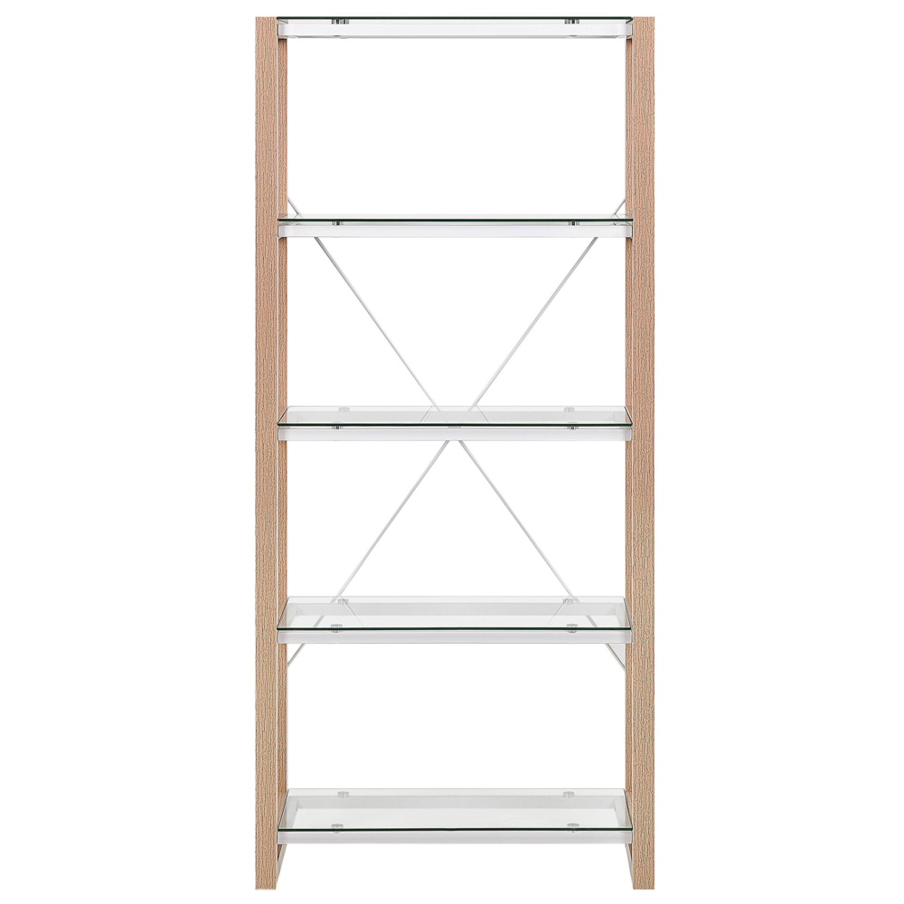 Libreria Scaffale in vetro legno bianco e legno chiaro Scaffale autoportante Design scandinavo