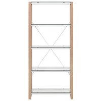 Libreria Scaffale in vetro legno bianco e legno chiaro Scaffale autoportante Design scandinavo