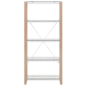 Libreria Scaffale in vetro legno bianco e legno chiaro Scaffale autoportante Design scandinavo