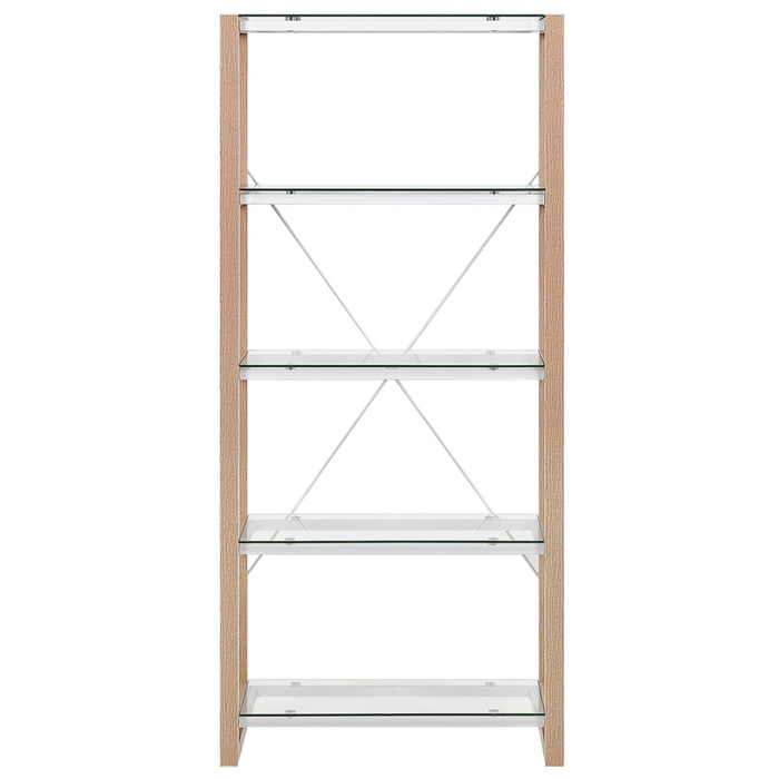 Libreria Scaffale in vetro legno bianco e legno chiaro Scaffale autoportante Design scandinavo