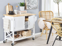 Carrello da cucina in MDF bianco in legno chiaro con ripiano per armadietto scandinavo