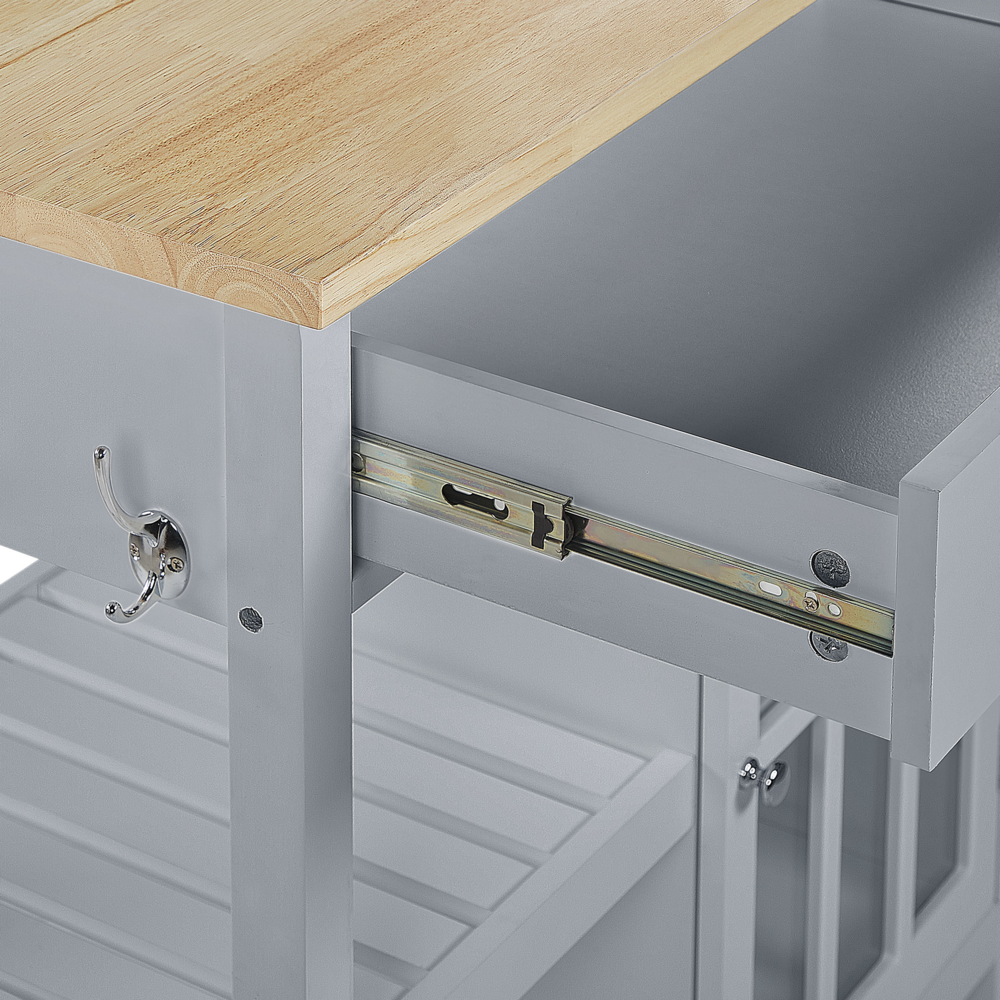 Carrello da cucina in MDF grigio legno chiaro con ripiano per armadietto con ripiani Cassetti con ruote scandinavo