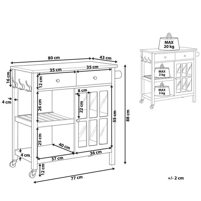 Carrello da cucina in MDF grigio legno chiaro con ripiano per armadietto con ripiani Cassetti con ruote scandinavo