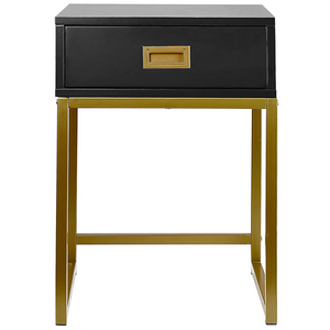 Comodino Nero con Base in Metallo dorato Glamour