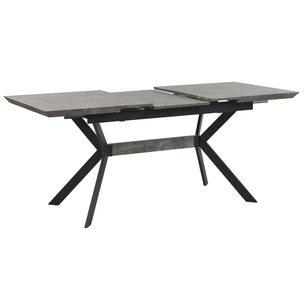 Tavolo da pranzo effetto cemento 140/180 x 80 cm gambe in metallo Nero cucina industriale