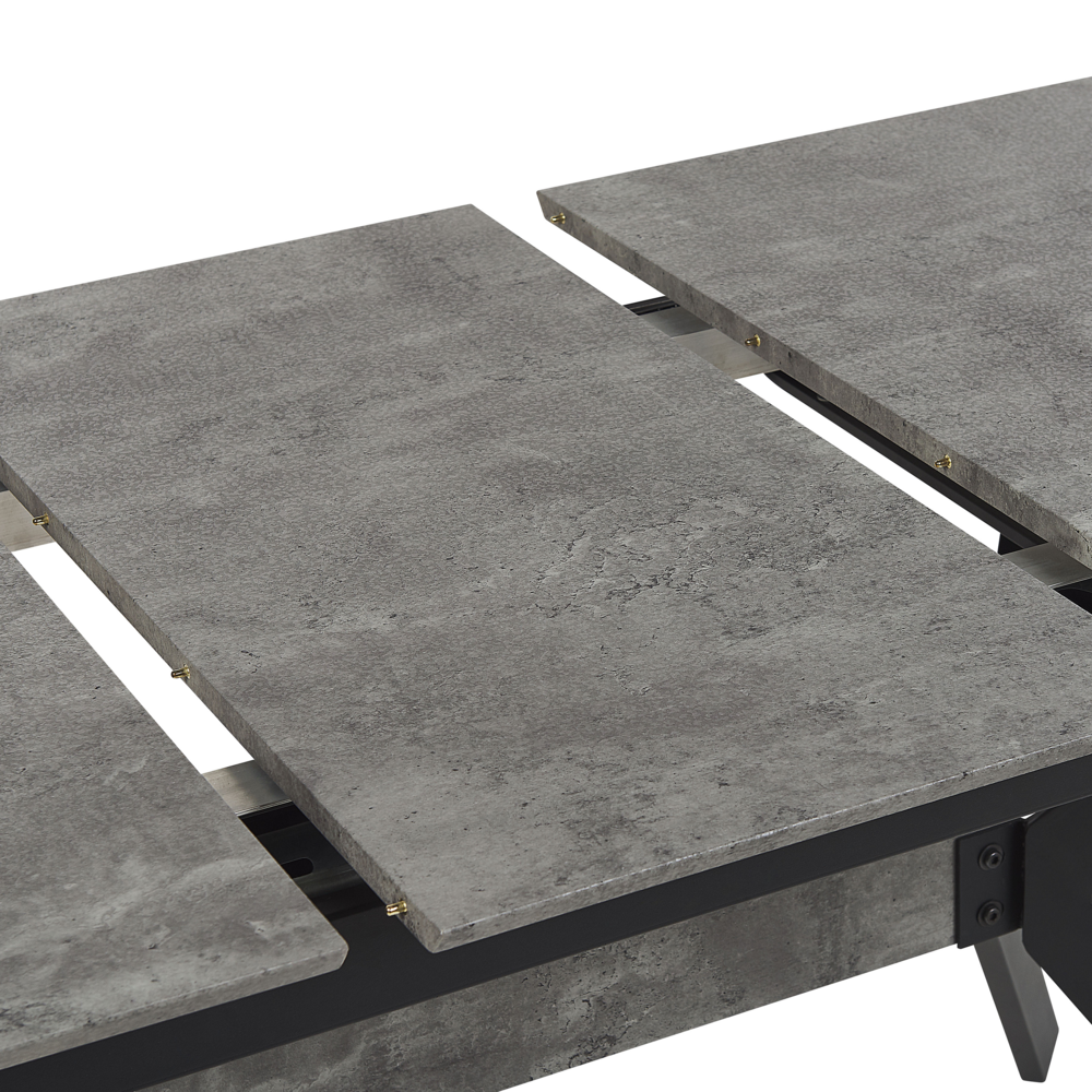Tavolo da pranzo effetto cemento 140/180 x 80 cm gambe in metallo Nero cucina industriale