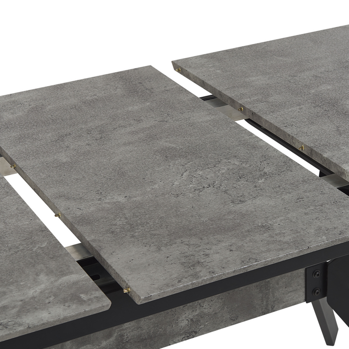 Tavolo da pranzo effetto cemento 140/180 x 80 cm gambe in metallo Nero cucina industriale