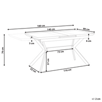 Tavolo da pranzo effetto cemento 140/180 x 80 cm gambe in metallo Nero cucina industriale