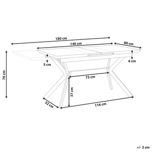 Tavolo da pranzo effetto cemento 140/180 x 80 cm gambe in metallo Nero cucina industriale