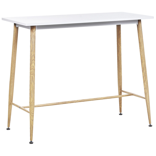 Tavolo da pranzo Piano in MDF bianco 90 x 50 cm Metallo Finitura legno Gambe in metallo Minimalista