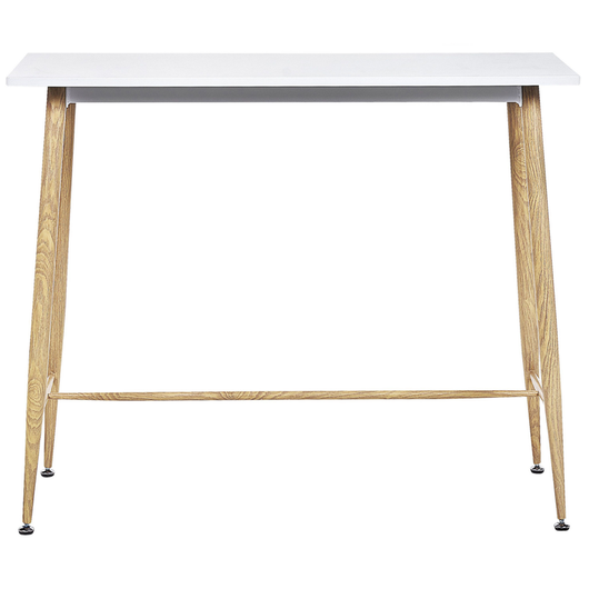 Tavolo da pranzo Piano in MDF bianco 90 x 50 cm Metallo Finitura legno Gambe in metallo Minimalista