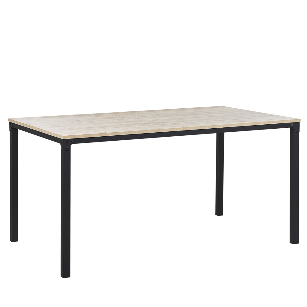 Tavolo da pranzo Nero con gambe in metallo truciolare di legno chiaro 150 x 90 cm scandinavo