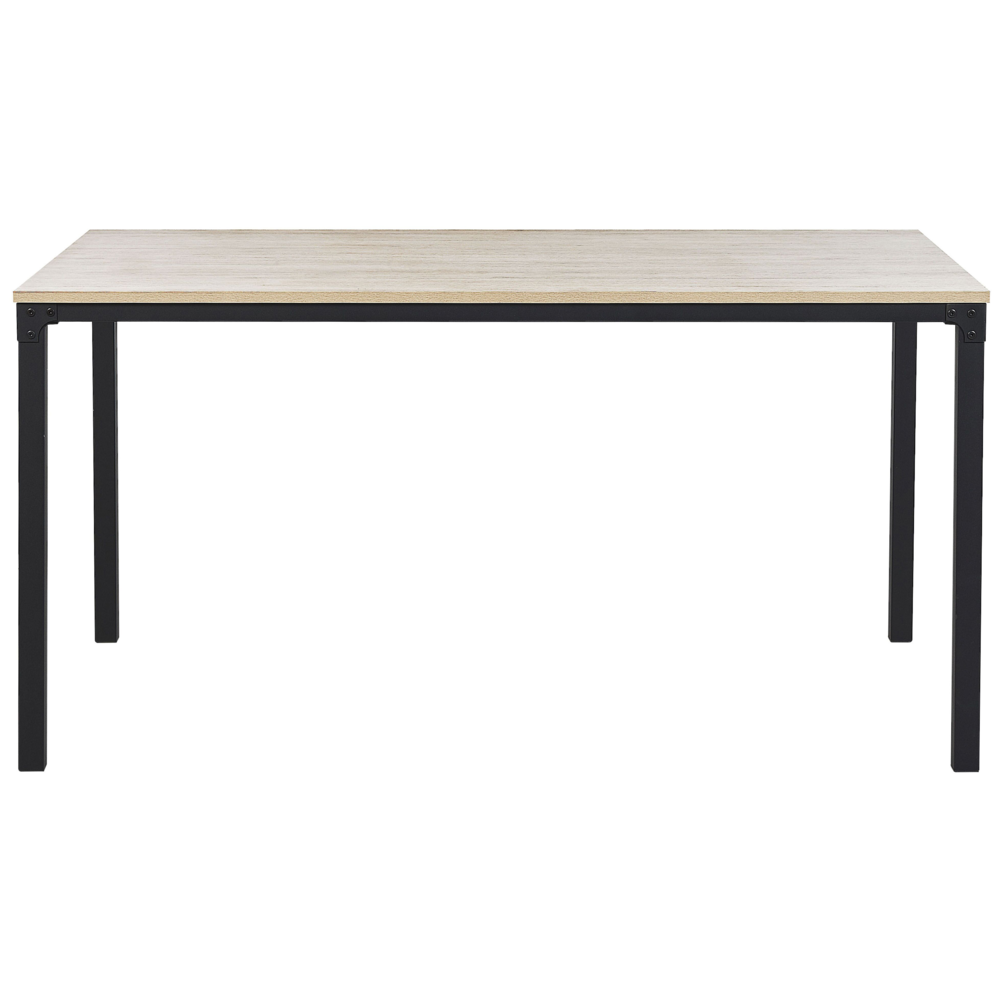 Tavolo da pranzo Nero con gambe in metallo truciolare di legno chiaro 150 x 90 cm scandinavo