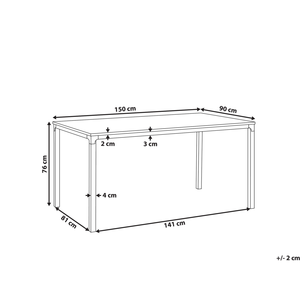 Tavolo da pranzo Nero con gambe in metallo truciolare di legno chiaro 150 x 90 cm scandinavo