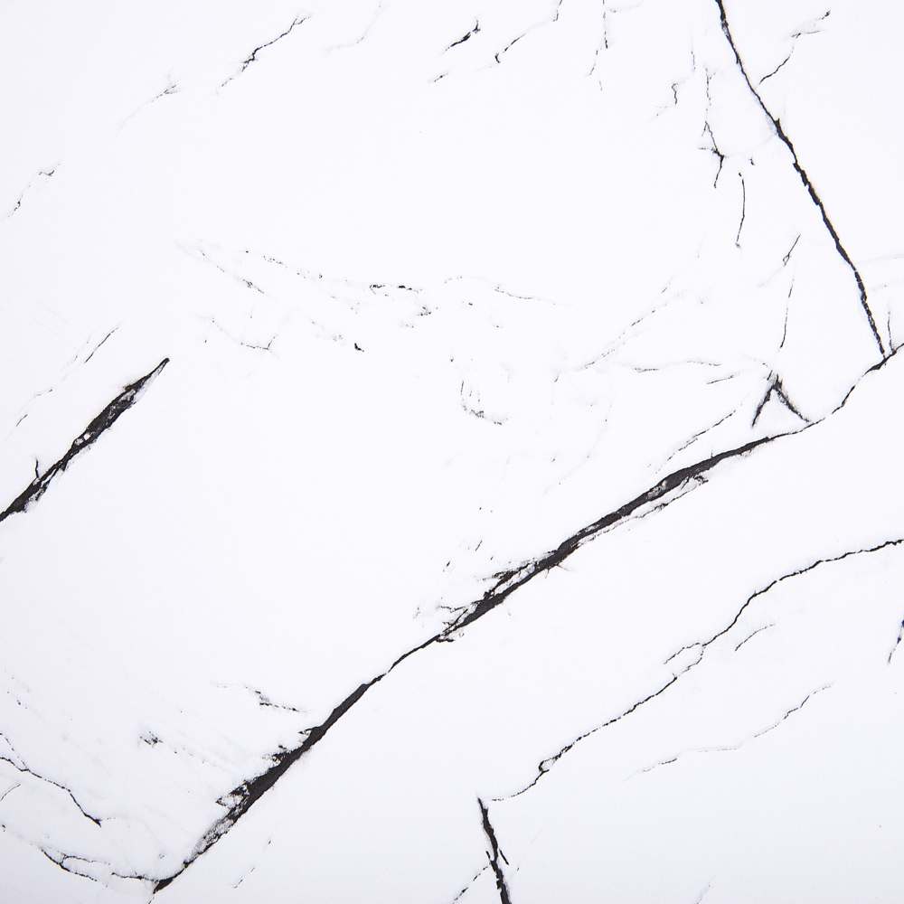 Tavolo da Pranzo Bianco con Piano in MDF dorato Gambe in Metallo 150 x 80 cm Effetto Marmo Glamour Industrial