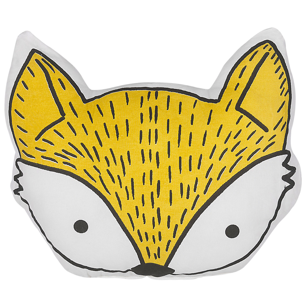 Cuscino per bambini in cotone giallo 50 x 40 cm a forma di volpe decorativo per camerette con animali