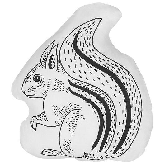 Cuscino per bambini Cuscino a forma di scoiattolo in tessuto bianco e Nero con imbottitura morbida per bambini