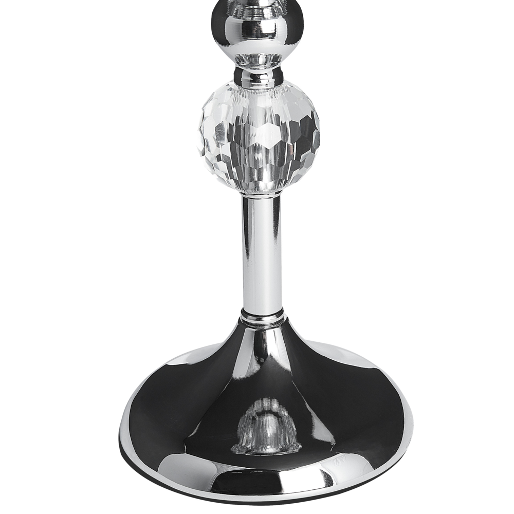 Portacandele Metallo color Argento Vetro Glamour candeliere candelabro stile moderno contemporaneo