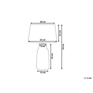 Lampada da Comodino in Ceramica Blu Mare e Grigia 55 cm Motivo Foglia Tradizionale