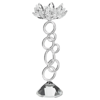 Candeliere alto portacandele gamba d'argento a forma di fiore di cristallo