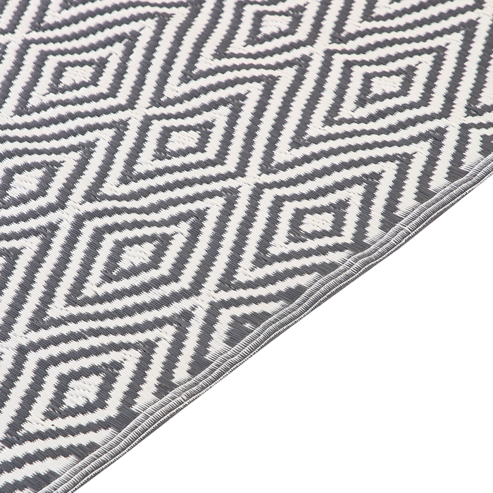 Tappeto per esterni grigio materiale sintetico 120 x 180 cm riciclato motivo geometrico decorazioni per interni