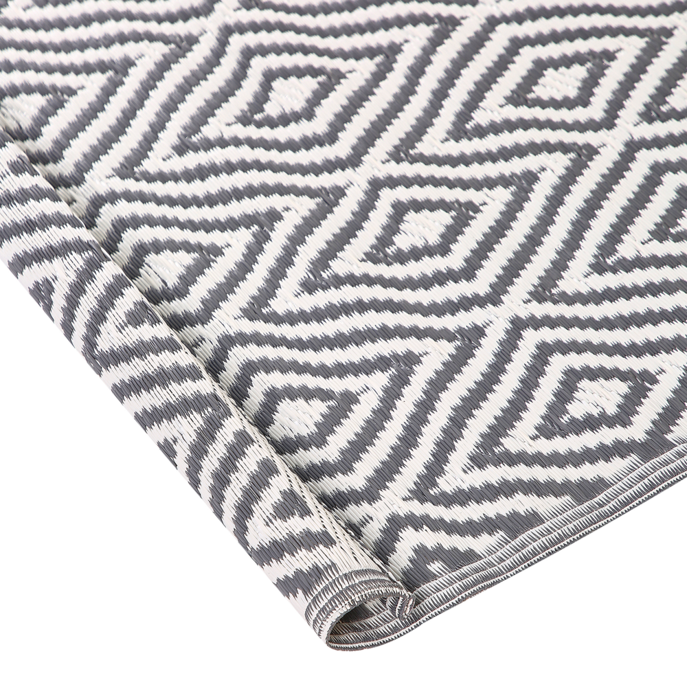 Tappeto per esterni grigio materiale sintetico 120 x 180 cm riciclato motivo geometrico decorazioni per interni