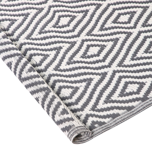 Tappeto per esterni grigio materiale sintetico 120 x 180 cm riciclato motivo geometrico decorazioni per interni