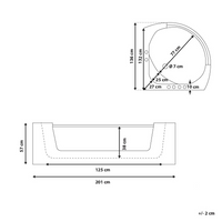 Vasca Idromassaggio Angolare Bianco Sanitario Acrilico con getti massaggianti LED 187 x 136 cm