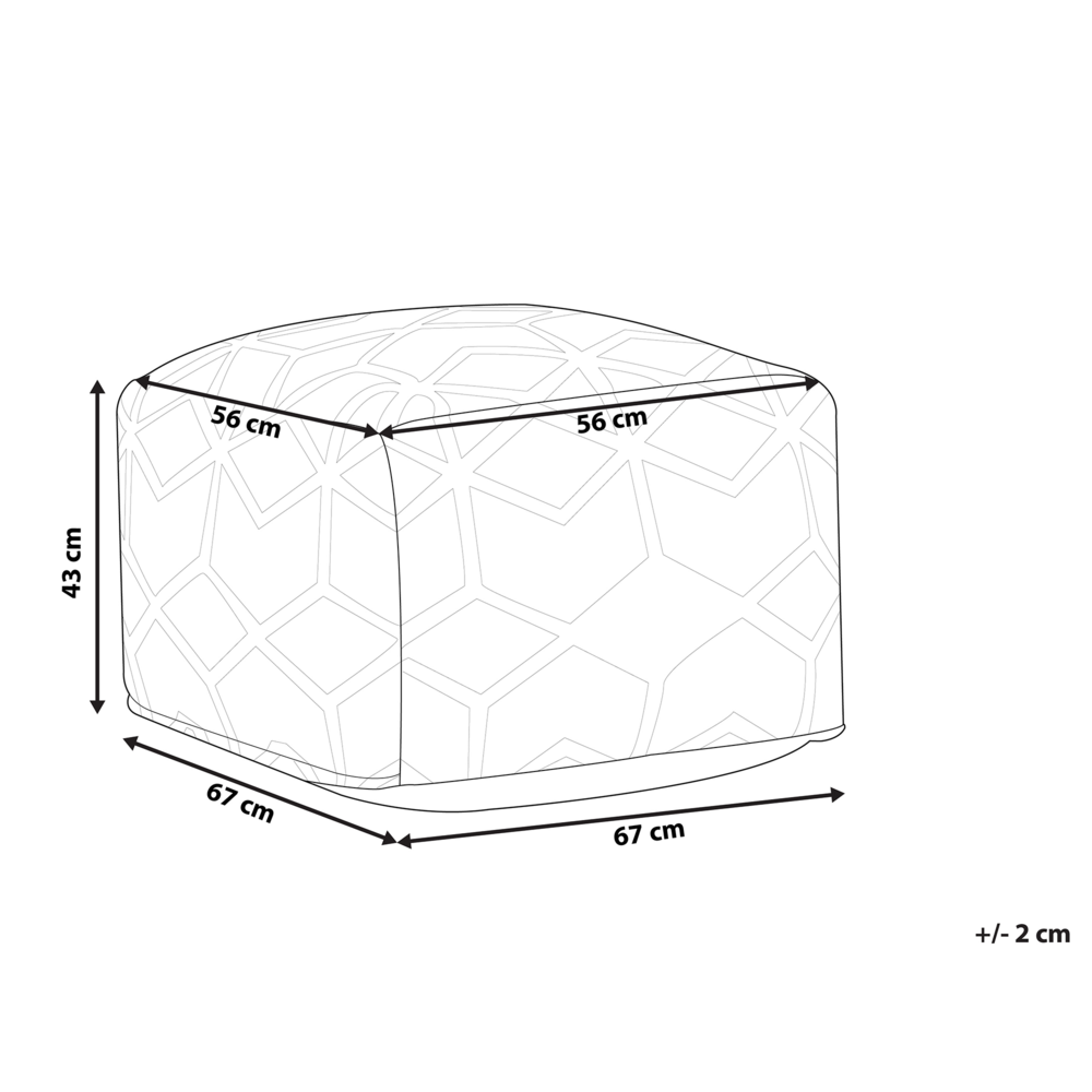 Pouf in juta beige 56 x 56 cm quadrato in tessuto ottomana poggiapiedi motivo con stampa dorata
