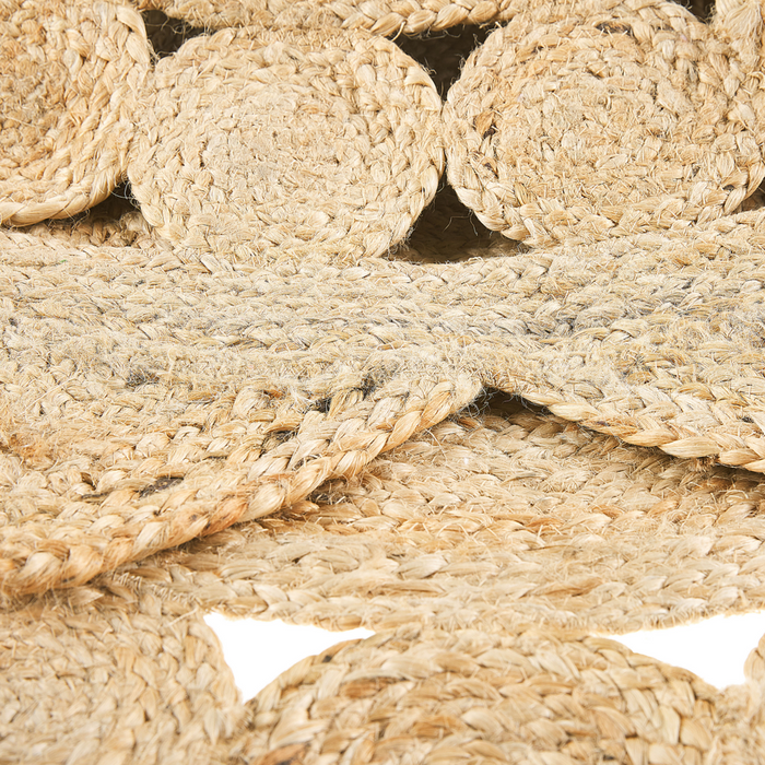 Tappeto tappetino Iuta Beige Rotondo Soggiorno di Campagna ø 120 cm