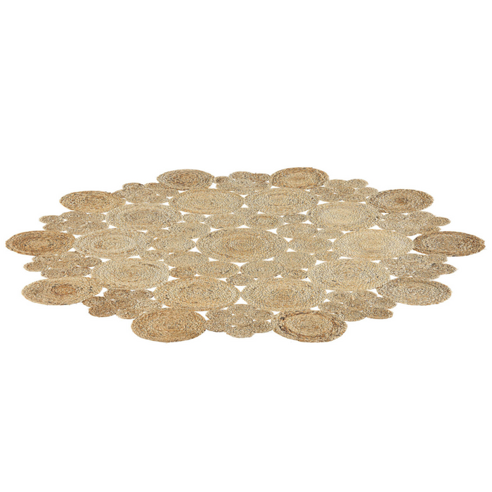 Tappeto tappetino Iuta Beige Rotondo Soggiorno di Campagna ø 135 cm