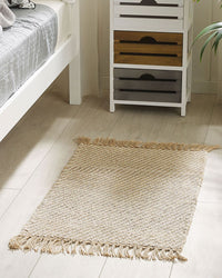 Tappeto passatoia Beige Juta e Cotone 50 x 80 cm Piccolo Tessuto a Mano Boho Corridoio Camera da Letto