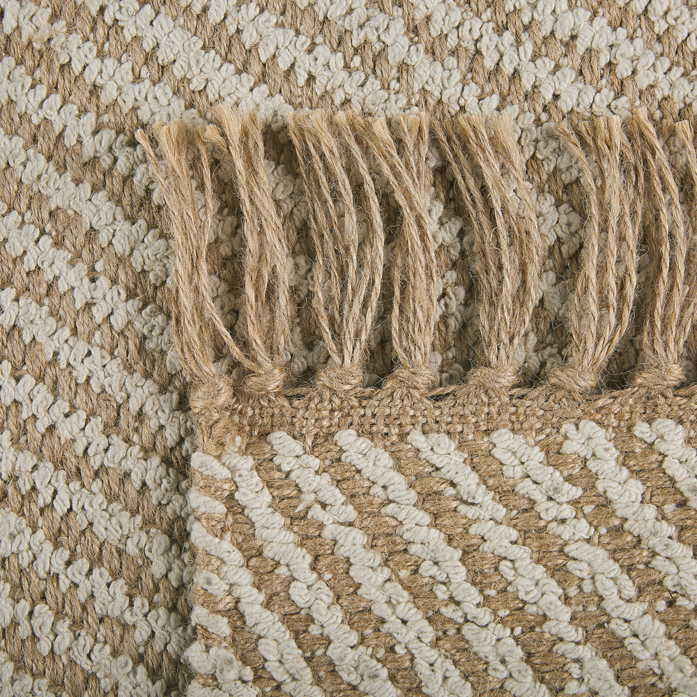 Tappeto passatoia Beige Juta e Cotone 50 x 80 cm Piccolo Tessuto a Mano Boho Corridoio Camera da Letto