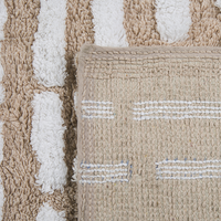 Tappeto Shaggy in cotone beige 120 x 180 cm intrecciato a mano pelo lungo Boho Camera da letto