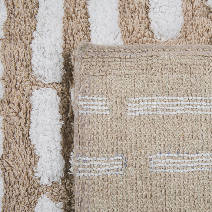 Tappeto Shaggy in cotone beige 120 x 180 cm intrecciato a mano pelo lungo Boho Camera da letto