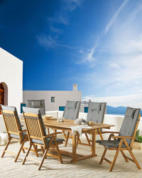 Set di 6 sedie da giardino in legno di acacia chiaro con cuscini grigio grafite pieghevole in stile rustico resistente ai raggi UV