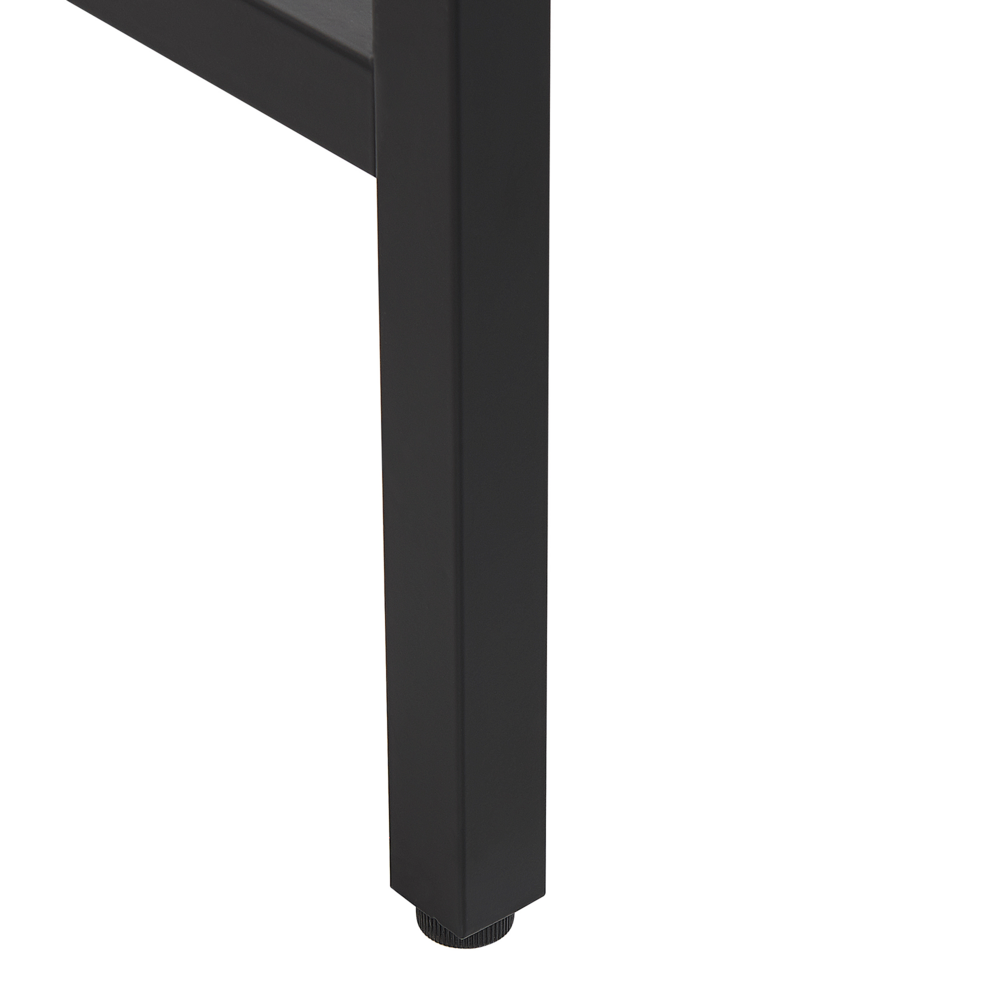 Scrivania Home Office Nera con Struttura in Metallo Legno Chiaro 100 x 48 cm Vano Portaoggetti 2 Cassetti Piano in PVC