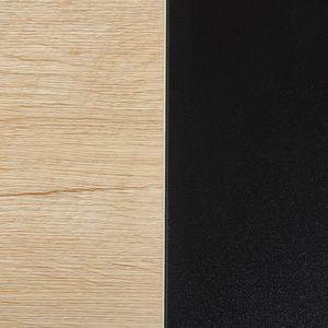 Scrivania Home Office Nera con Struttura in Metallo Legno Chiaro 100 x 48 cm Vano Portaoggetti 2 Cassetti Piano in PVC