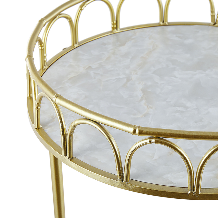 Carrello da cucina Struttura in ferro dorato Piani effetto marmo Carrello bar glamour con ruote