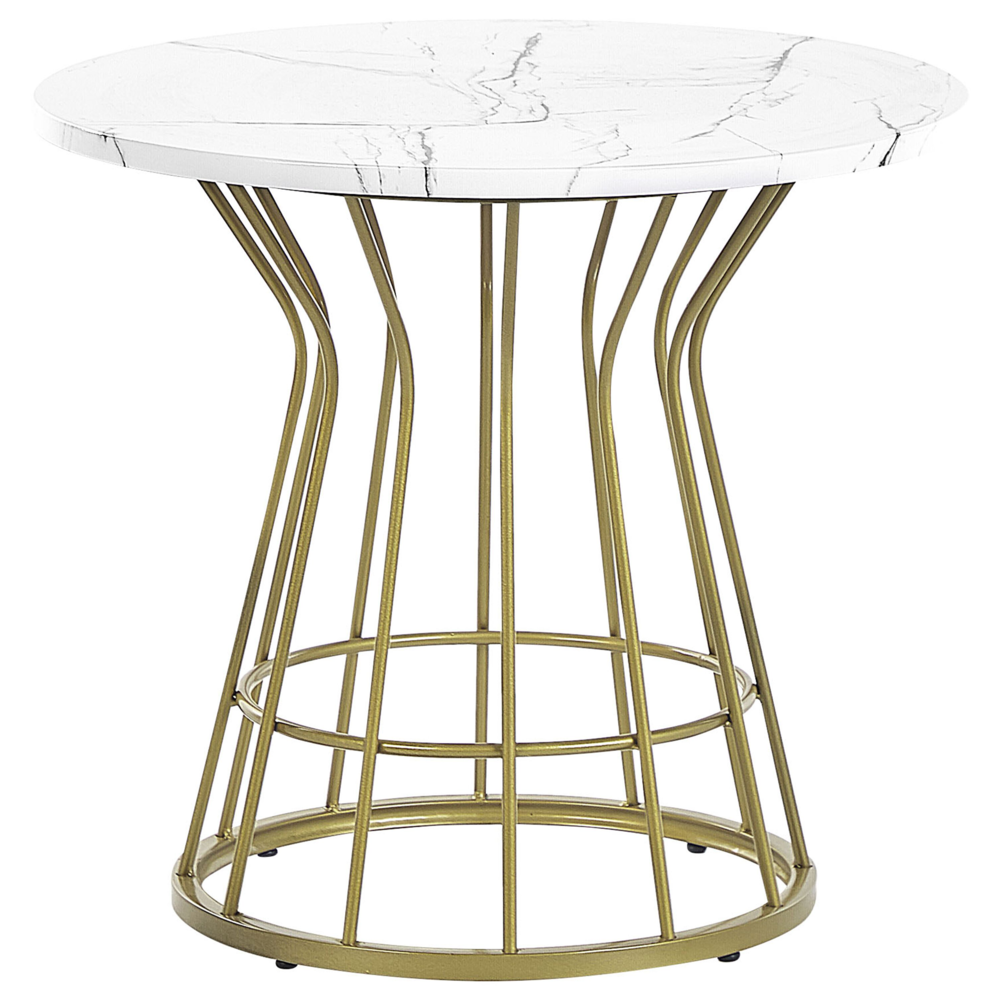 Tavolino Base in Metallo Dorato Effetto Marmo Piano Open Stile Glamour