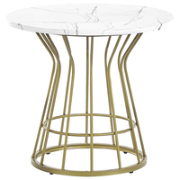 Tavolino Base in Metallo Dorato Effetto Marmo Piano Open Stile Glamour