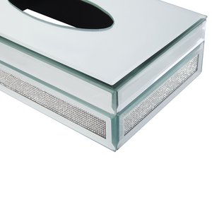 Porta fazzoletti a specchio Cristalli d'argento Accessorio decorativo per la casa